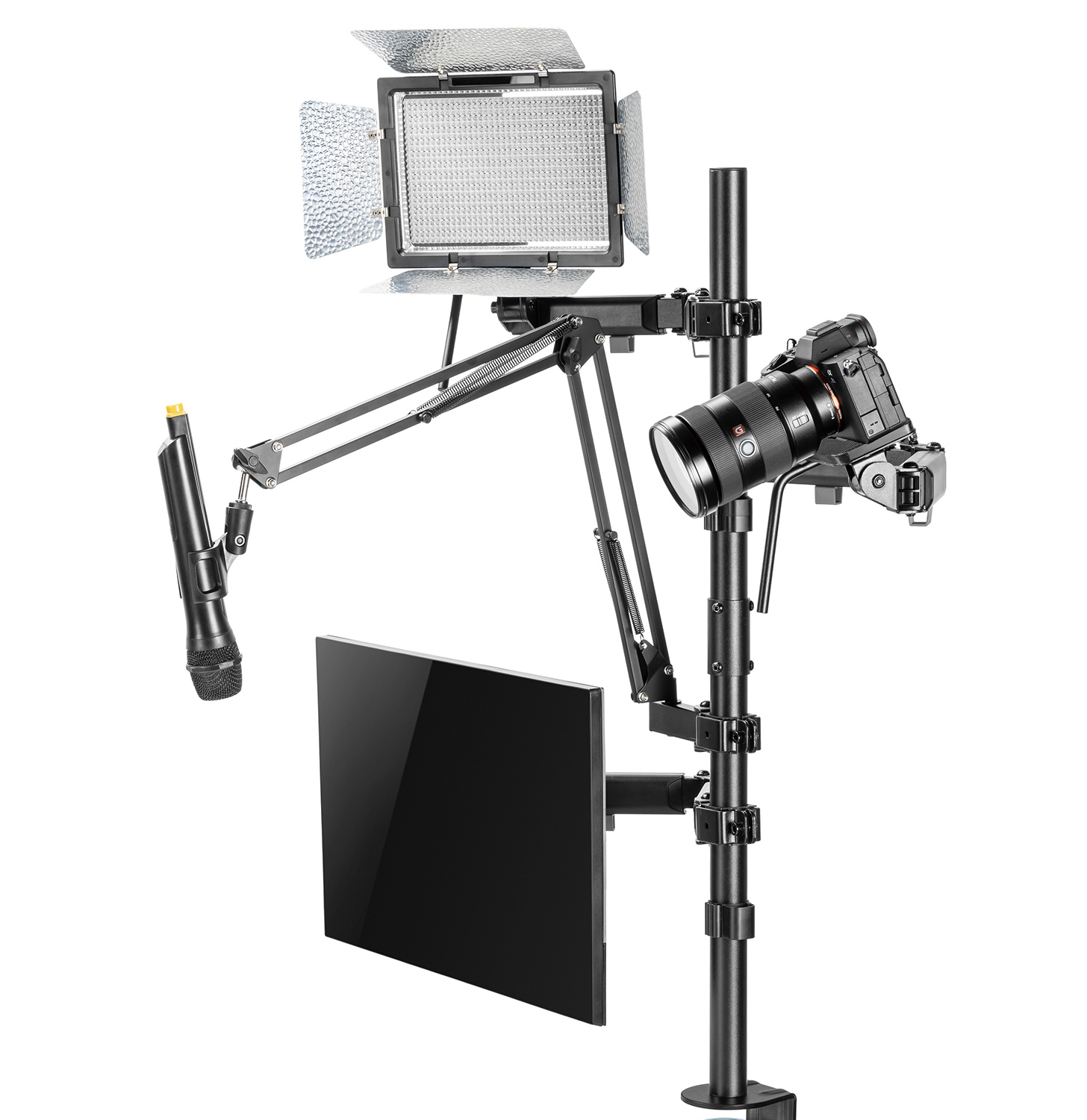 Allcam 4-in1 AV Broadcast Rig: LCD Monitor Stand,  Camera Bracke