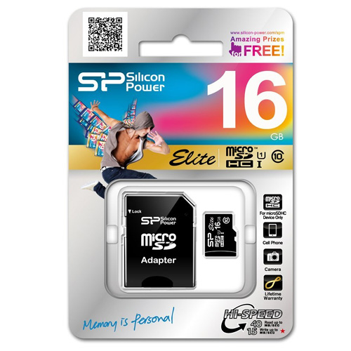 Silicon Power Elite MicroSDHC 8GB UHS-1 Class 10 w/ SD Adapter Silicon Power Elite MicroSDHC 8GB UHS-1 Class 10 w/ SD Adapter